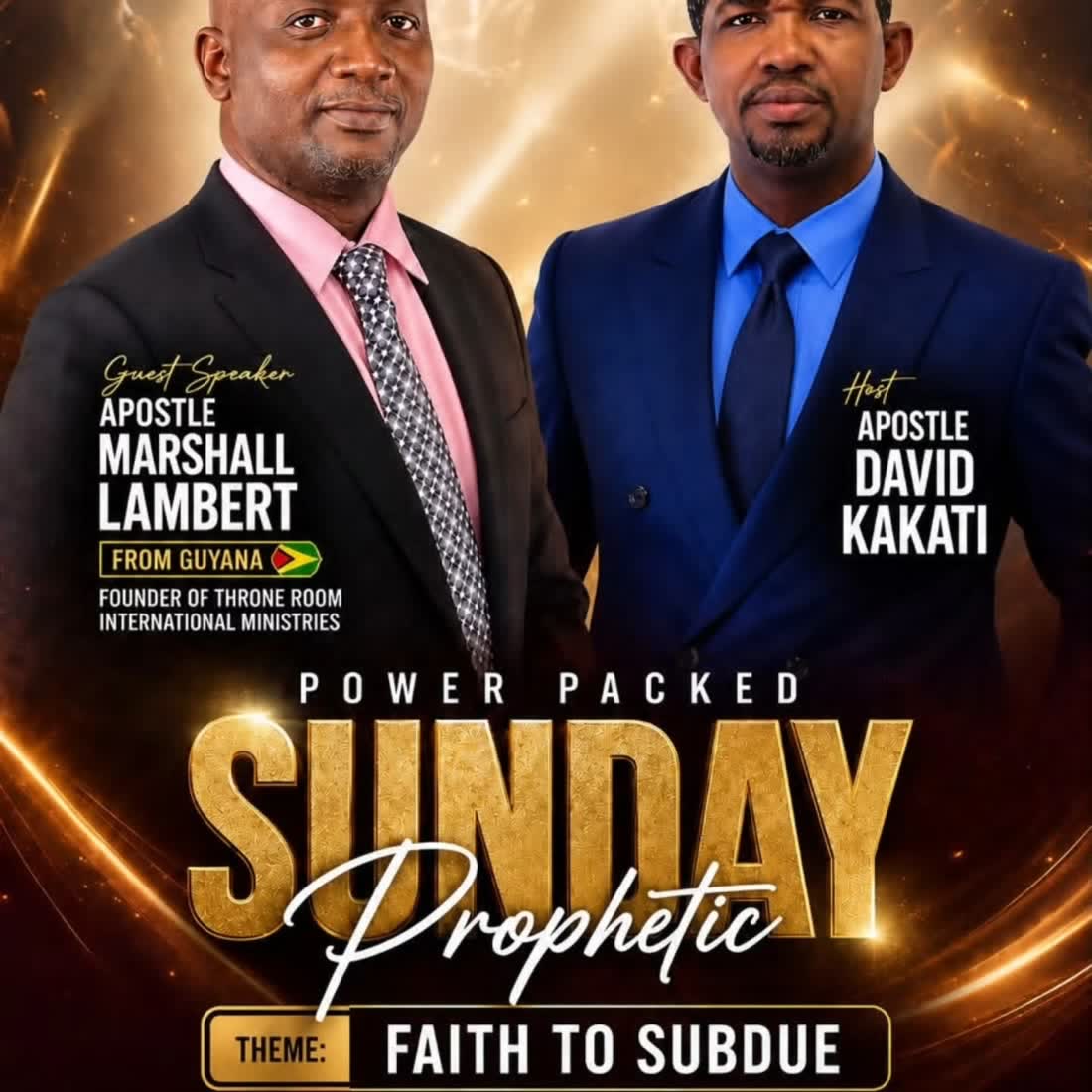 Flyer: Power Packed Sunday Prophetic, Accra, with Apostle Marshall Lambert and Apostle David Kakati