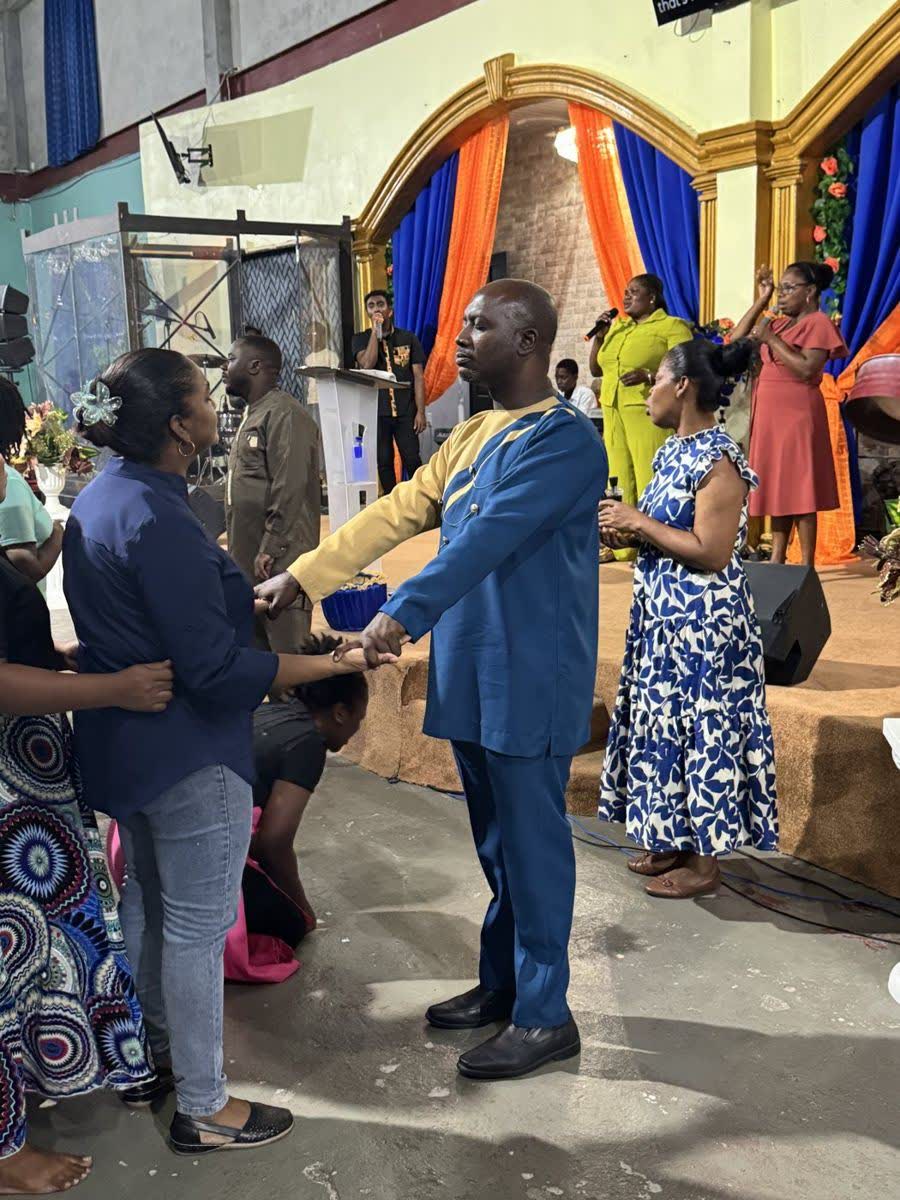 Praying at the altar