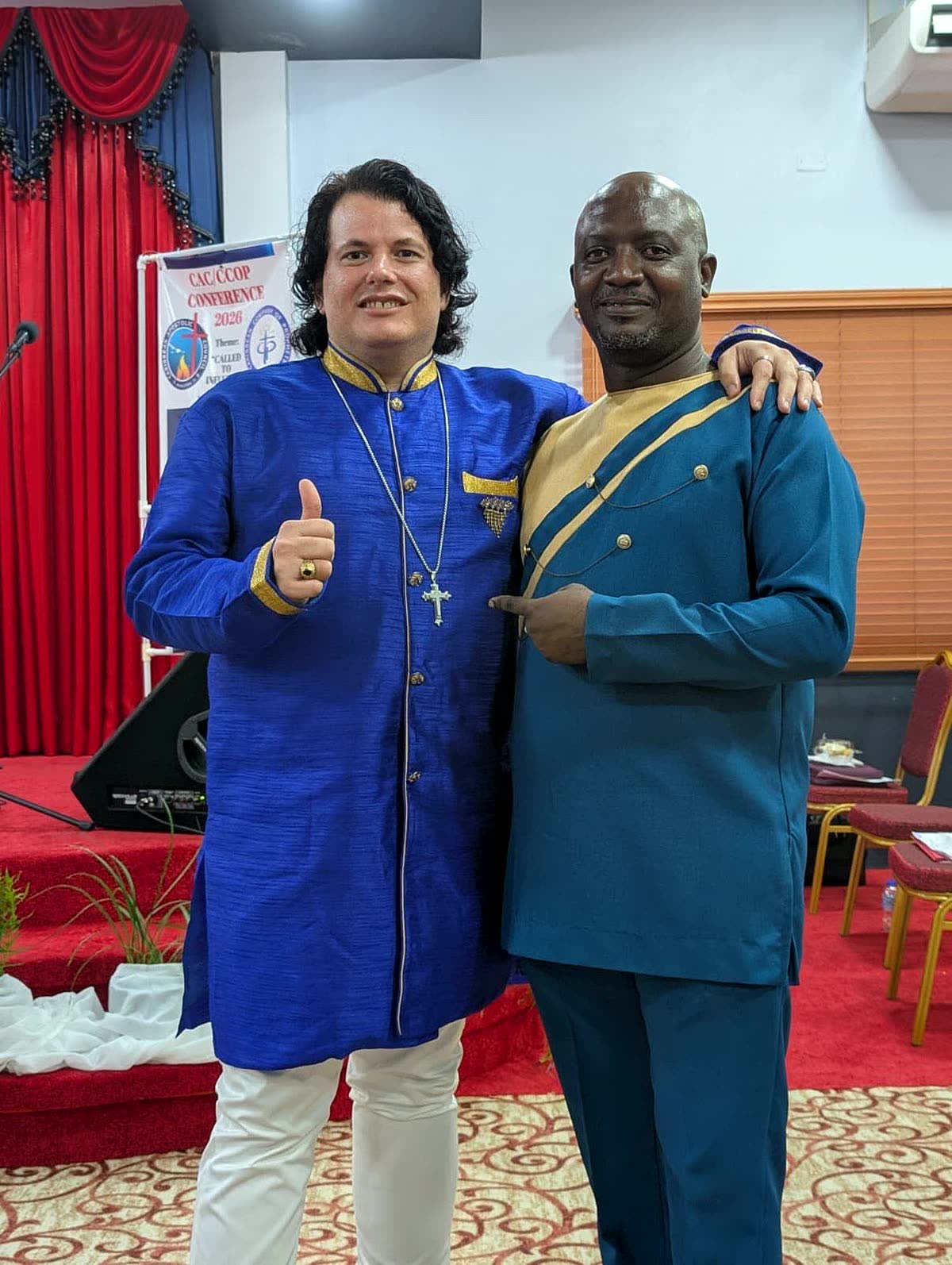 Apostle Lambert with a fellow minister in Trinidad
